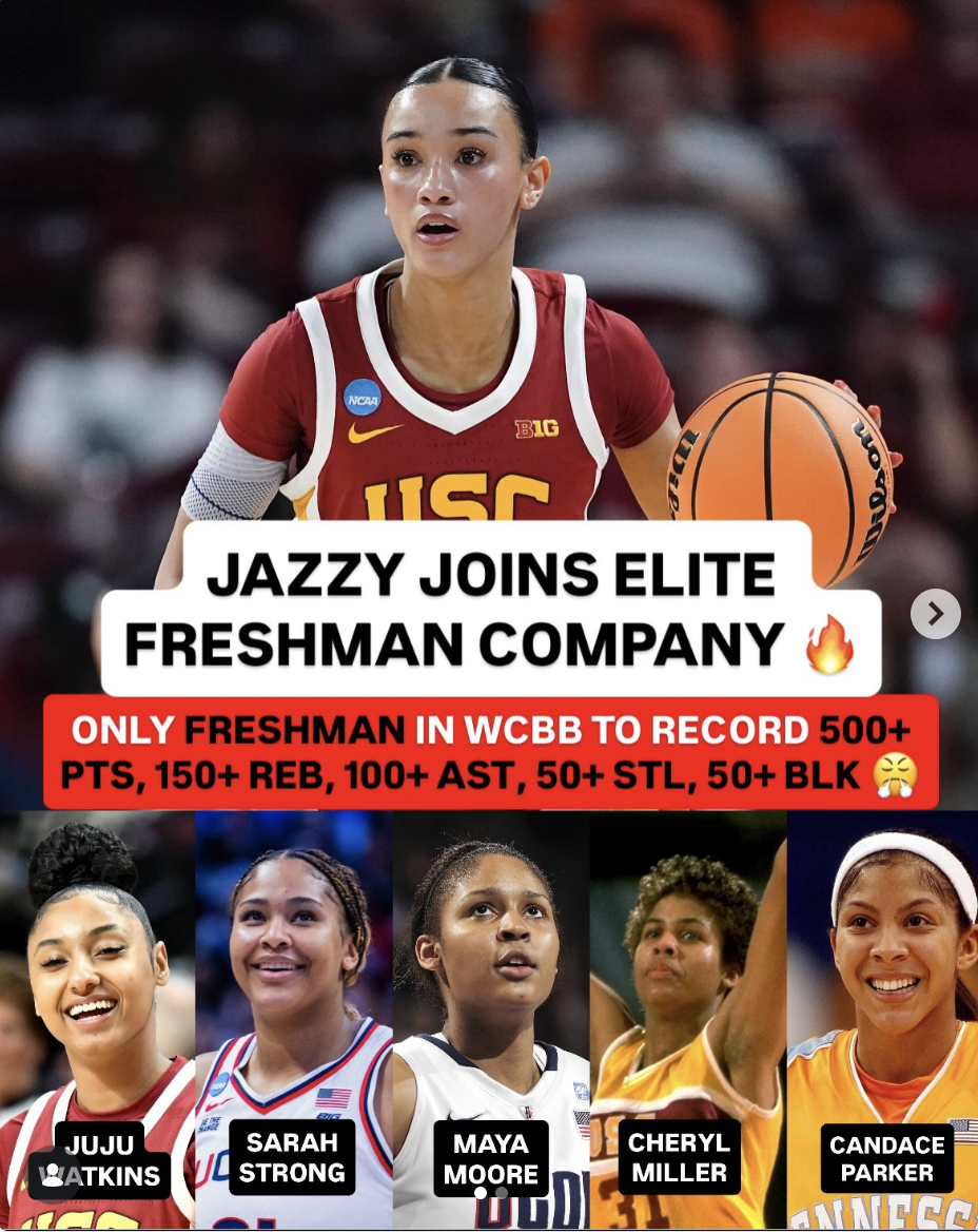 One of 6 freshman to have recorded 500+ pts, 150+ reb, 100+ ast, 50+ stl, 50+ blk