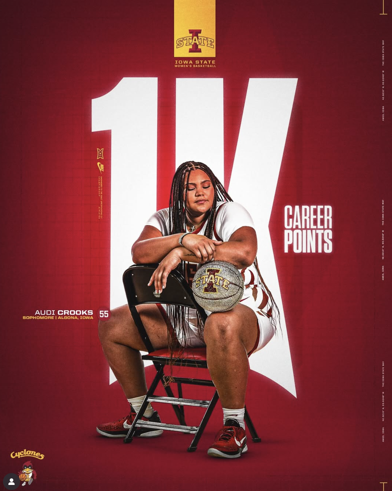 Fastest player to 1,000 career points in Iowa State history