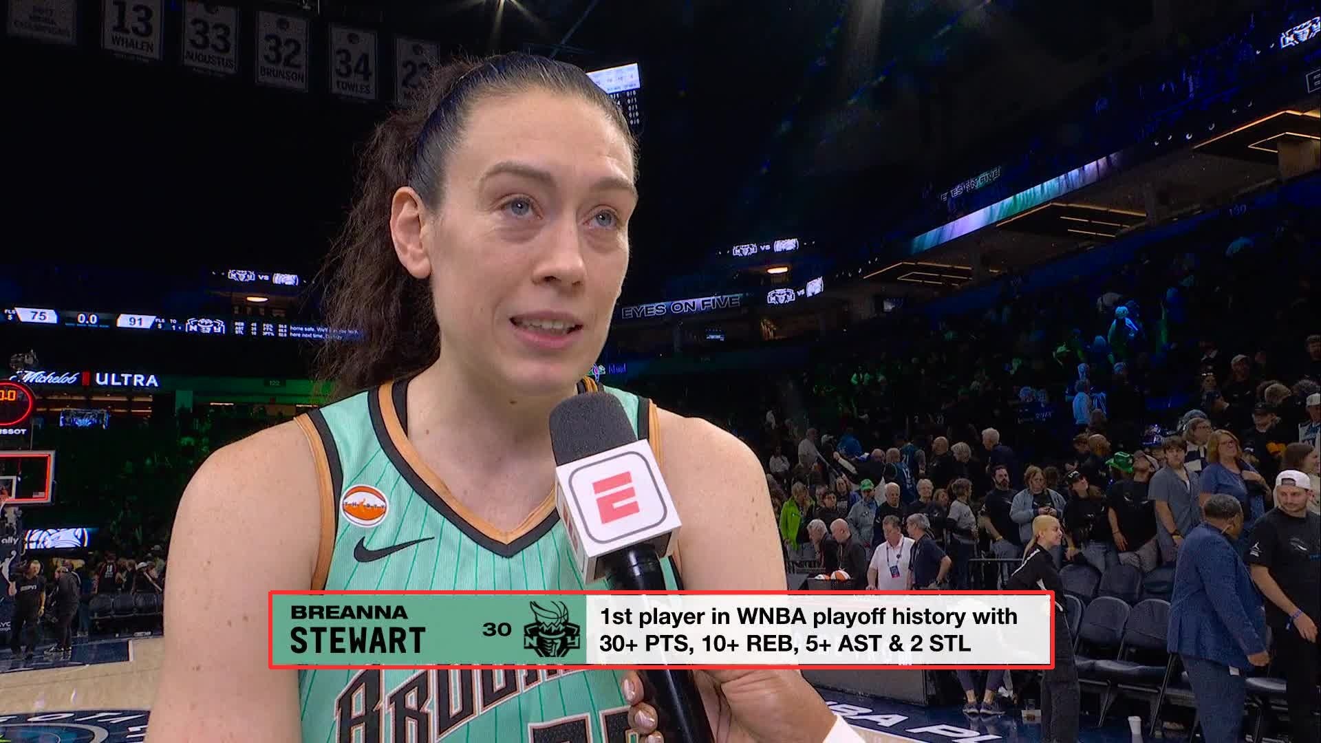 First WNBA Playoff Game with 30+ Points, 10+ Rebounds, 5+ Assists and 2 Steals