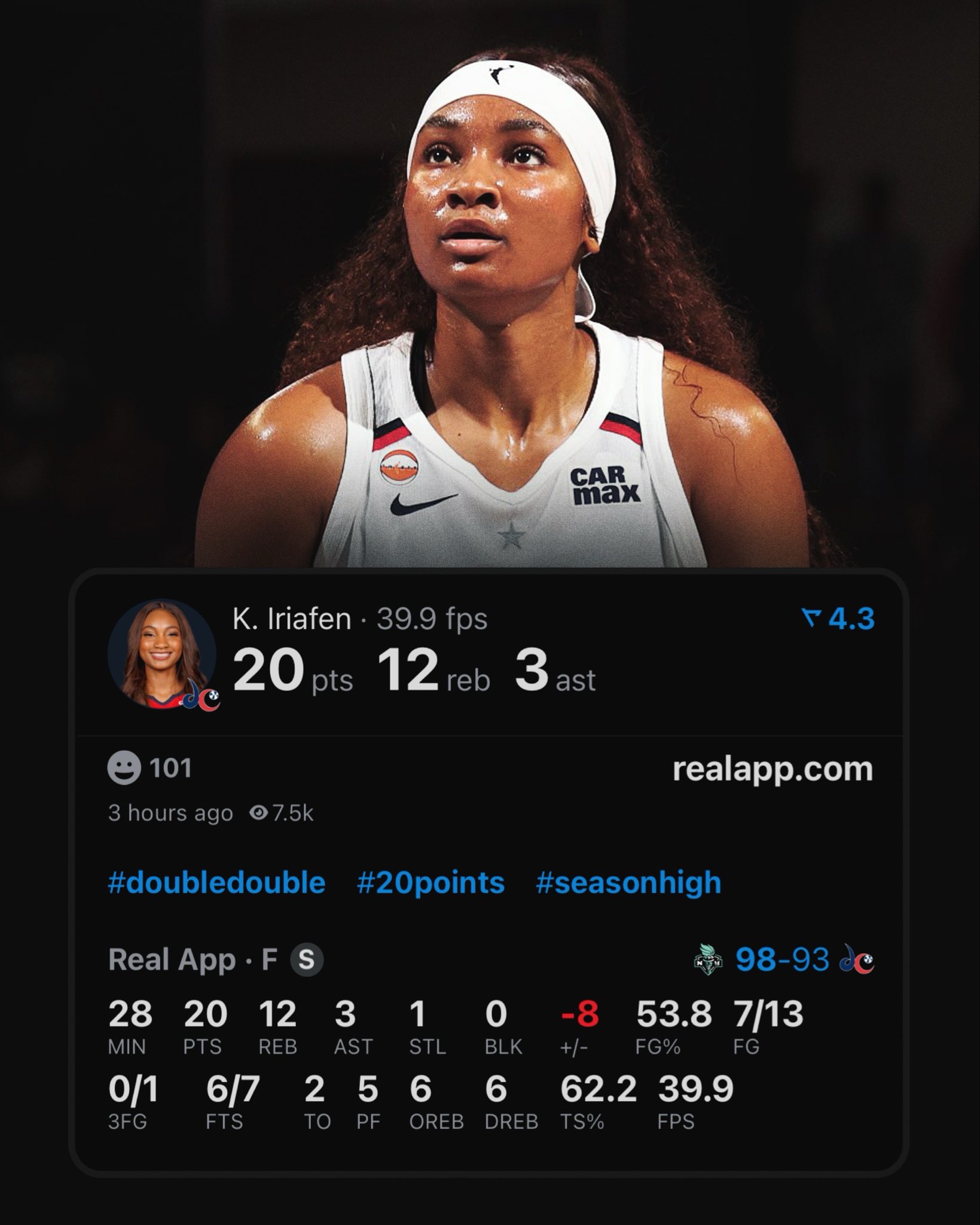 Fastest to 600+ Points & 400+ Rebounds Since Breanna Stewart (2017)